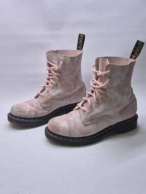 Dr. Martens Women's Light Pink Suede Lace-Up Boots